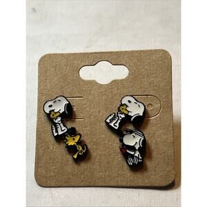 Snoopy and Woodstock 2 Pair Pierced Earrings Studs
